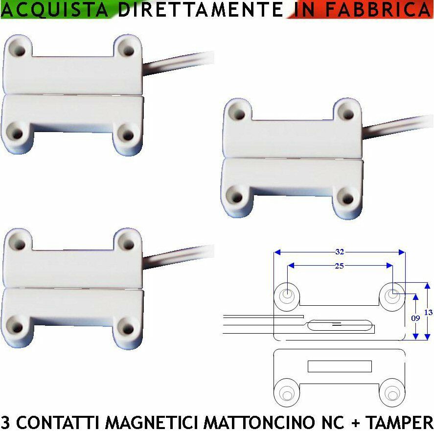 Contatto Magnetico Allarme Antifurto in Alluminio per Basculanti Serrande  Garage - Area Illumina