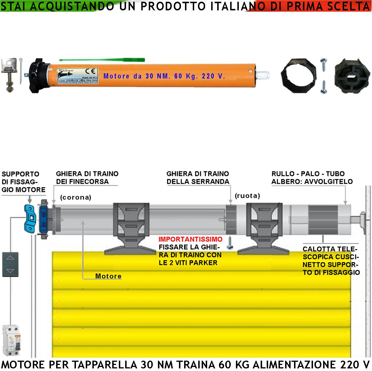 Motore Tapparella Telecomando Elettrica 30nm 60kg Serranda Avvolgibile  Automatic - Motore Senza Telecomando